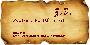 Zvolenszky Dániel névjegykártya